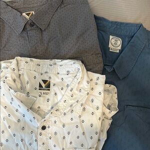 Men's Casual Shirt Set - Gray, White, and Blue